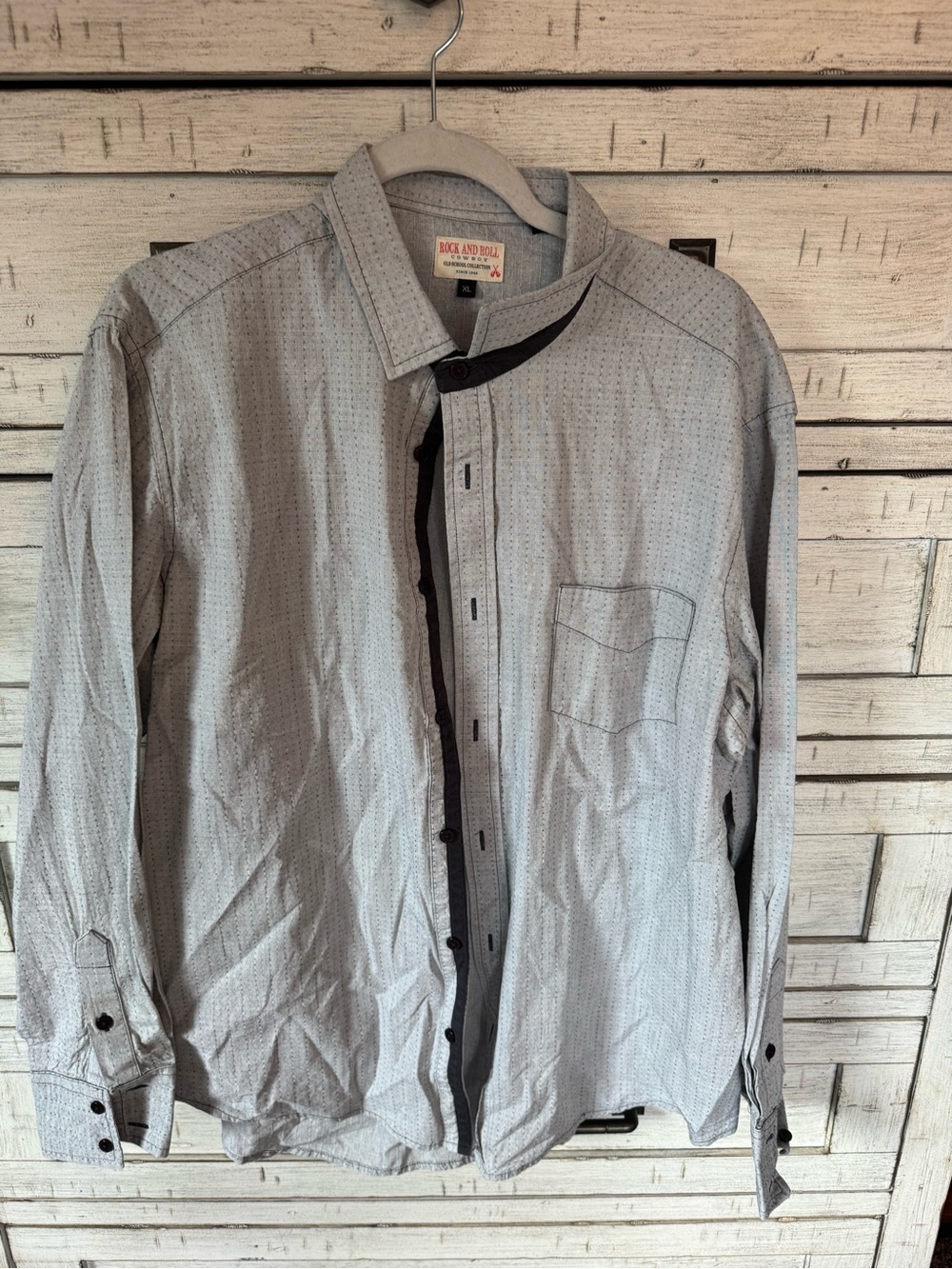 Rock and Roll Denim Light Gray Casual Button-Down Shirt